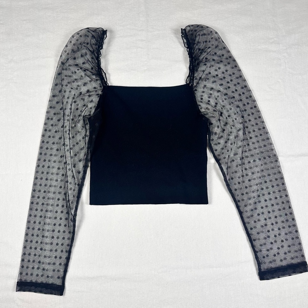 Petal & Pup Black Sheer Polka Dot Blouse